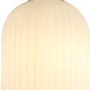 KCO Milk Glass Flush Mount Ceiling Light Mini Ribbed White Glass Mid Century Modern Semi Flush Mount Brass Bathroom Ceiling Light 11.4" x 5.5" x 4.7" Gold & White