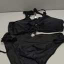 Daci Women's Plus Size Triangle Bikini Set, Sexy Tie Front Two-Piece Swimsuit (Black)