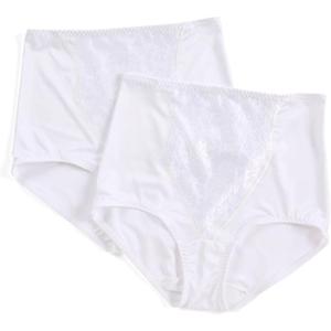 Bali Women's Shapewear Double Support Coordinate Brief with Lace Tummy Panel Light Control 2-Pack, White, X-Large