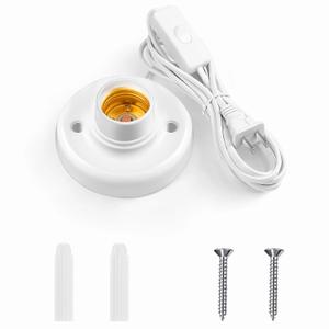 15ft Light Bulb Socket with Cord,light socket,E26/ E27 Lamp Base Desktop 15ft Light Socket with Cord Light Bulb light bulb socket, Cord On/Off Switch Hanging,light bulb socket,Light Socket with Cord