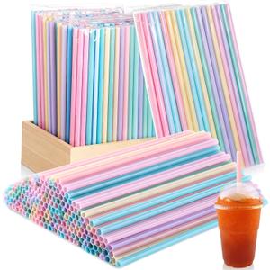 Eaasty 1000 Pcs Disposable Drinking Plastic Straws Bulk, 0.24'' Diameter and 7.87" Long Plastic Long Disposable Drinking Straws (Pastel)