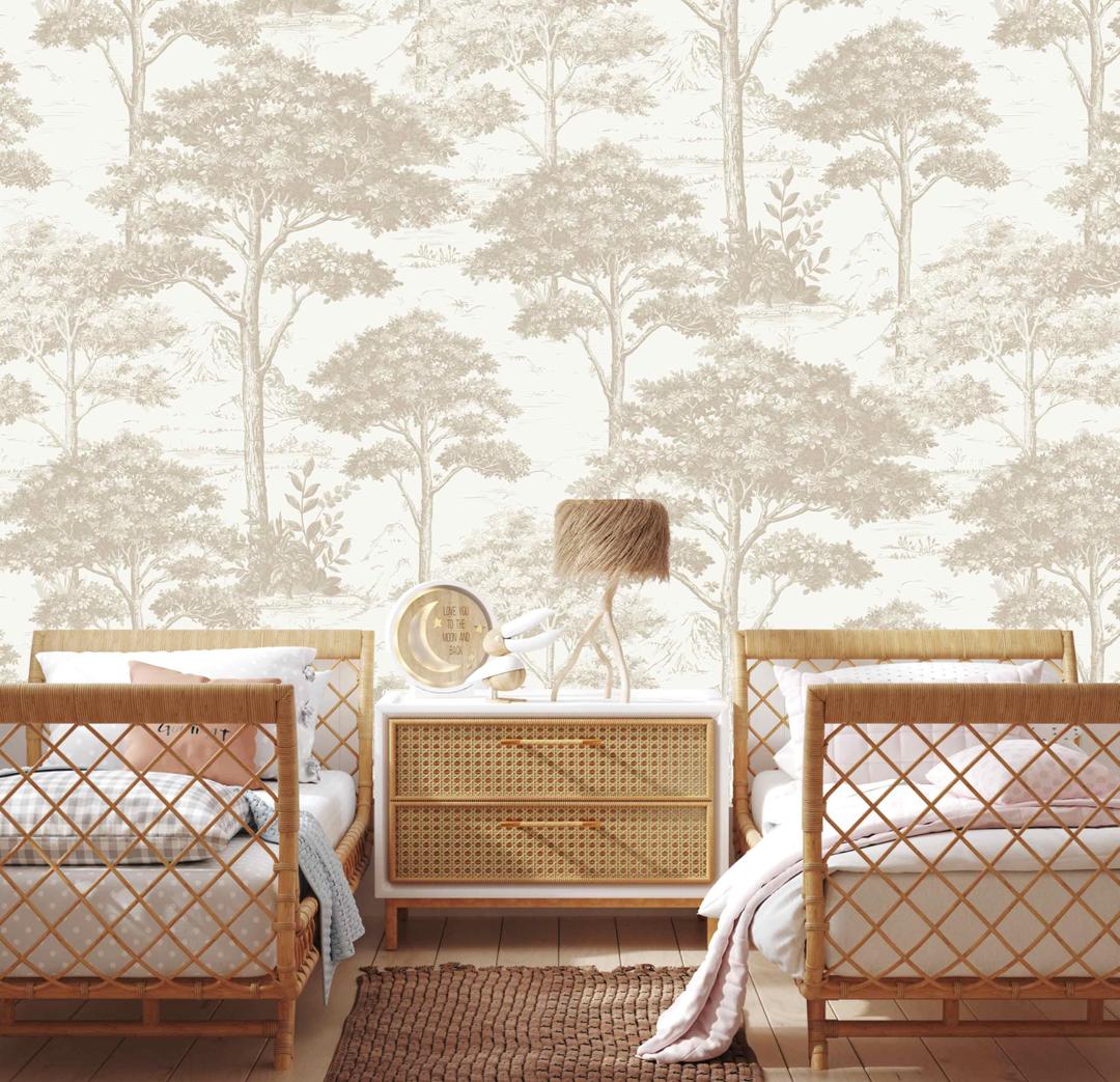 TUNDJ Beige Forest Wallpaper Mural Peel and Stick for Bedroom 82"x57"