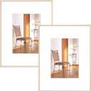 8.5x11 Picture Frame Set of 2, Brass Metal Photo Frames with HD Glass, Fits 5x7 with Mat or 8.5x11 without Mat, Wall Hanging and Table Display, 2 Pack