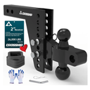 Adjustable Trailer Hitch - Fits 2'' Receiver, 6'' Drop/Rise Ball Mount, Solid Dual Ball (2" x 2-5/16") Tow Hitch 26,000 LBS GTW-Multifunctional Heavy Duty Truck with Pin for Class III & IV