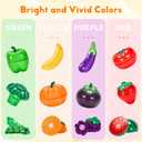 Cutting Play Food Toys, 200 Pieces Pretend Play Kitchen Accessories, Fake Fruits/Vegetables Cards, Play Money, 2 Shopping Storage Baskets, Birthday Gift, Educational Toy for Toddler Children, 200 Pcs