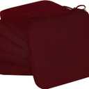 Cozyide Chair Cushions for Dining Chairs, Square Chair Pads with Ties and Non-Slip Bottom, Kitchen Chair Cushions 6 Pack, 16" x 16" x 2", Burgundy