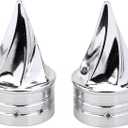 Chrome Front Twisted Axle Nut Covers Spike Axle Caps Compatible for Harley Touring Softail Sportster Dyna Street Glide Road King Road Glide Electra Glide 2008-2023