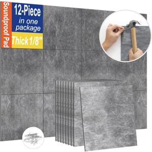 Soundproofing PRO12 Pack 1/8 inch Thick Mass Loaded Vinyl Soundproofing PadsFeel like Added A WallEasy to Install(Equip Nails) , High Surface Density(1.25lbs/sqft) MLV Insulation Sound Proof Pads