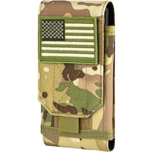 IronSeals Tactical Molle Phone Cover Case, Heavy Duty Loop Belt Holster Pouch with Flag Patch for iPhone 16 Pro Max/16 Plus/16 Pro/16/15 Pro Max/14 Pro Max/13 Pro Max/12 Pro Max, for Galaxy S24 Ultra (Camo)