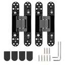 HBL' 2 Pack Hidden Door Hinges, 6 Inch Black Heavy Duty Hidden Hinges for Secret Doors, 3-Way Adjustable to Bulid Conceal Bookcase Door