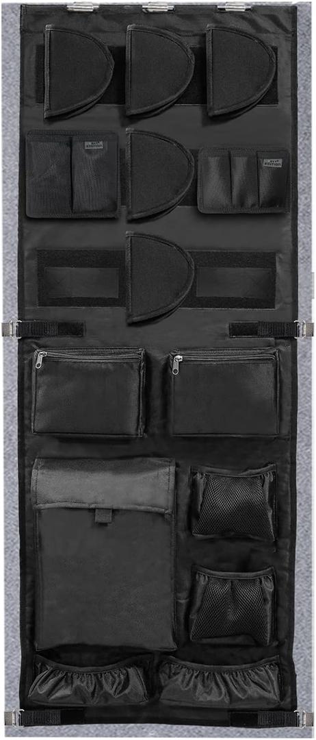 NEXT STATION Gun Safe Door Organizer, Gun Safe Door Panel Organizer with Removable Pistol Holders Mag Pouch, Adjustable Width Fit Panel 18.5 to 23 inches, Gun Safes Accessories Storage(18W*46.5H inch)
