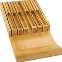 VaeFae Bamboo Knife Drawer Organizer, Knife Drawer Organizer Insert, Kitchen Drawer Knife Block for 12 Knives and a PLUS Slot for your Knife Sharpener (Without Knives)
