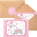 Supervitae 100 Pack Baby Shower Thank You Cards with Envelopes and Stickers 3.5 x 5 Inch Elephant Themed Gifts Greeting Blank Thank You Note Cards for Boys Girls Gender Reveal Party