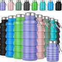 Lallisa 8 Pcs Collapsible Water Bottles Bulk Reusable Silicone Foldable Water Bottles 17 oz Portable Lightweight Sports Bottle with Carabiner for Gym Hiking Camping Travel(Fresh Colors) (Multicolor)