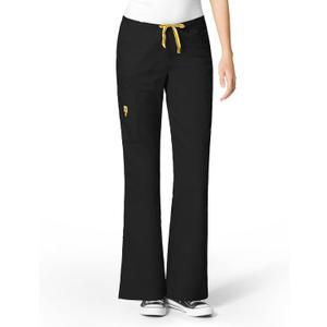 WonderWink Women's Scrubs Romeo Six-Pocket Flare Leg Pant - XS-5XL, 6 Pockets, Elastic Waistband with Convertible Drawstring (Black, M)