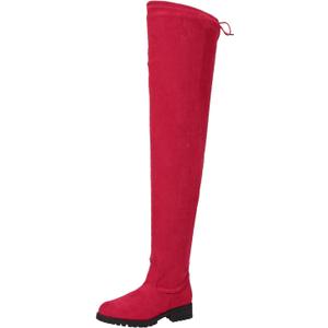 Women's Over The Knee Thigh High Chunky Low Flat Heel Boots Long Stretch Zipper Sexy Fall Fashion Boots Black Red Purple US5-11