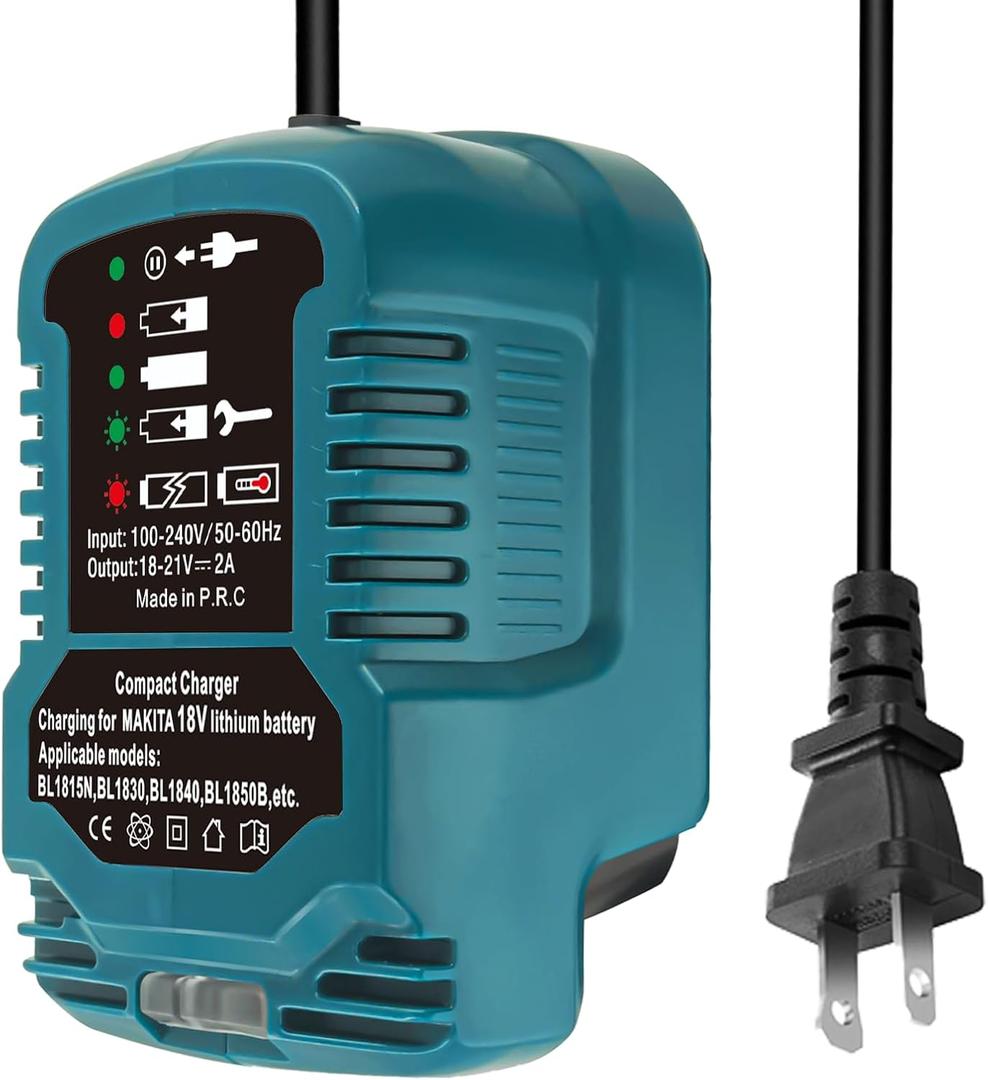 DC18RC 18 Volt Lithium Battery Charger Replacement for Makita 18V Lithium-Ion Battery BL1850 BL1840B BL1820 BL1815 BL1860 BL1430 BL1450 BL1830 Mini Compact Charger(Not for 14.4V)