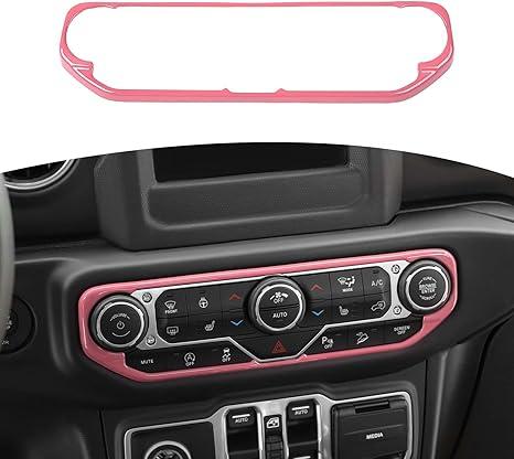 RT-TCZ for Wrangler JL Center Dash AC Switch Cover Trim Frame Red for Jeep Wrangler JL JLU Gladiator JT 2018-2023 Pink Interior Accessories