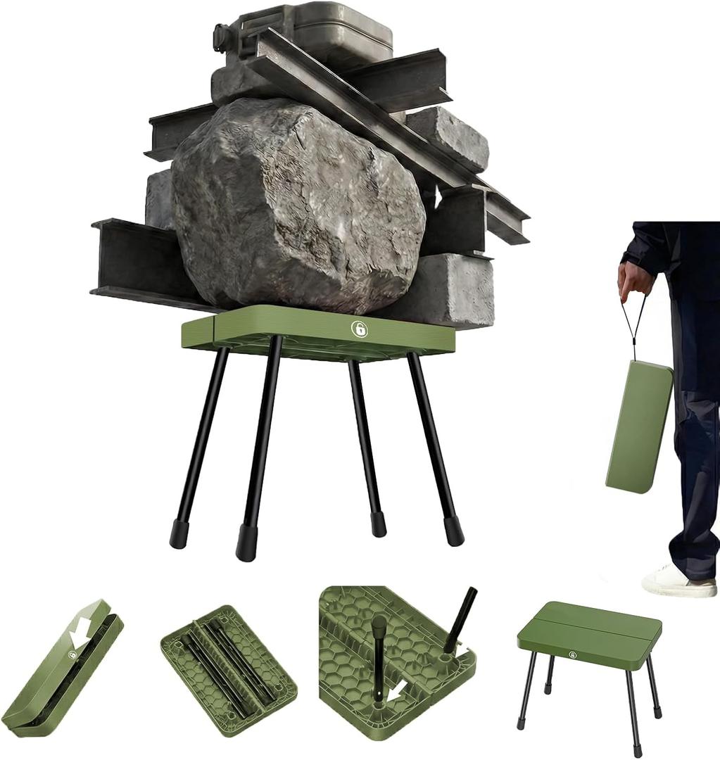 Portable Camping Stool & Travel Seat - 300 lbs Heavy Duty, Aluminum Legs & PP Seat - Ultralight Collapsible Pocket Chair for Adults, Fishing, Hiking, Queuing & Motorcycle Touring (Green)