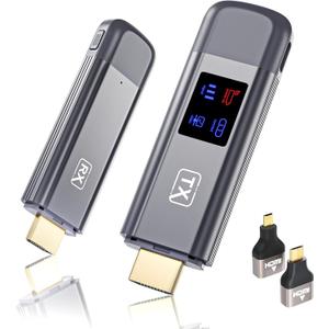 TTQ Wireless HDMI Transmitter and Receiver, 4K Decode 1080P Output, Wireless HDMI Sender Extender, Metal Housing, LED Display, 100FT Range, 2.4G&5G, for PC/DV/HDTV/Projector/TV Box (Gray)