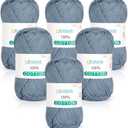 Katech Pure Cotton Yarn for Crocheting & KnittingSoft Sport Weight CYC #2, 6 Skeins (50g Each, 300g Total), Ideal Crochet Yarn for Dishcloths, Baby Clothes, Socks, Lightweight ScarvesBlue Gray