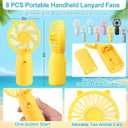 Glooglitter 8 Pcs Mini Portable Fans Bulk Handheld Battery Operated Fan with Lanyard for Makeup Eyelash, Cooling Lightweight Pocket Personal Fans for Wedding Outdoor Use (8 Mixed Colors)