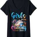 Womens Girls Gone Cruising 2025 Girl Cruise Ship Vacation Trip V-Neck T-Shirt, XL