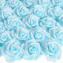 100PCS Baby Blue Foam Roses Artificial Flowers Blue Foam Flowers Bulk Stemless Fake Roses for DIY Wedding Centerpieces Arrangements Party Baby Shower Home Decor (Baby Blue)
