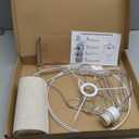 PATIKIL Plug in Pendant Light, 15Ft Rope Cord Hanging Lamp Fixture with ON/Off Switch, Linen Fabric Shade E26/E27 Bulb Socket for Bedroom Kitchen Living Room, Linen