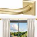 Gold Curtain Rods for Windows 28-48Inch Heavy Duty French Return Rod, Wrap Around Blackout Curtain Rods, Adjustable Room Darkening Drapery Rod for Bedroom, Living Room, Sliding Door & Outdoor Patio