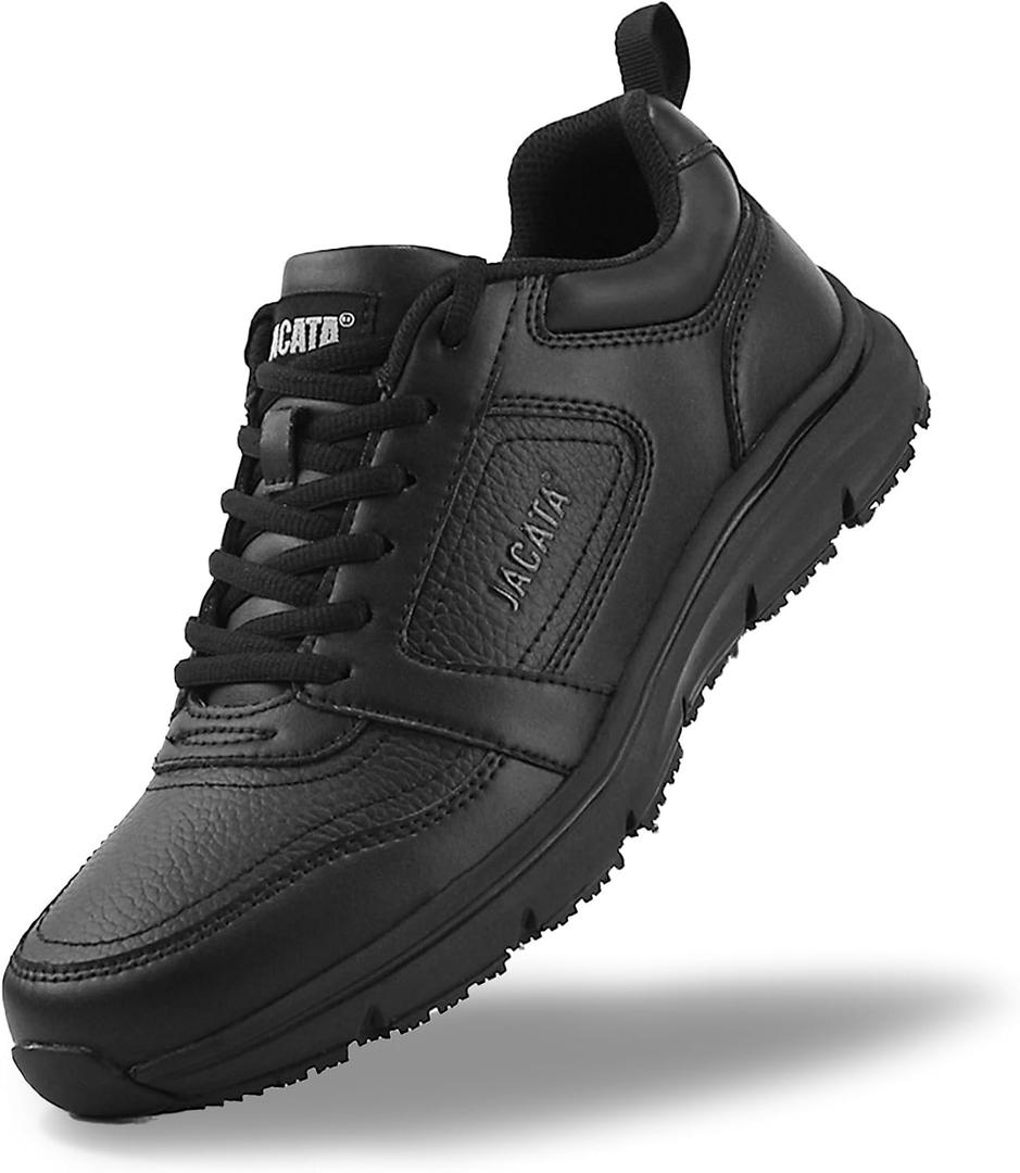 Jacata Non Slip Arch Support Work Shoes for Men/Women Food Service Comfortable Chef Walking Shoes Restaurant Kitchen Crews Health Care Sneakers, Size 7