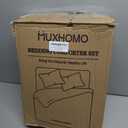 MUXHOMO 7 Pieces Queen Comforter Set, Seersucker Bed in a Bag Queen Size, All Season Luxury Bedding Set with Comforter, Flat Sheet, Fitted Sheet, Pillowcases & Shams, Beige