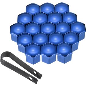 PATIKIL 19mm Wheel Lug Nut Cover Bolt Caps, 20 Pack Universal Car Tire Nut Cover with Tongs for Various Cars Trucks SUV ATV RVs, Blue