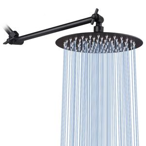 NearMoon Rain Shower Head with 11'' Adjustable Arm, High Pressure Stainless Steel Rainfall Shower, Ultra-Thin Design - Pressure Boosting (8 Inch, Matte Black)