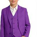 YuanLu Suits for Boys Ring Bearer Outfit Formal Vest and Pants Suit for Boy Wedding Suits Set (Purple)