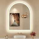 30"x36" Arched LED Mirror for Bathroom, Brushed Gold Lighted Bathroom Mirror with Lights, Fogless, Dimmable, Shatterproof, Touch Sensor, 3 Color Changing