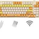 AUSDOM 98Pro Wireless Mechanical Keyboard, Tri-Mode Bluetooth/2.4GHz/USB-C Gasket Hot Swappable Custom Gaming Keyboard with Backlit, PBT Keycaps, Linear Switches, for Windows/Mac/PC (Yellow Cat Theme)