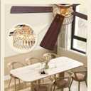 56 Inch Modern Farmhouse Fandelier Ceiling Fans with Lights, Gold Crystal Ceiling Fan with 6-Speeds, Quiet Reversible DC Motor, low profile ceiling fan with light for Bedroom, Living Room, Medium