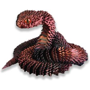 3D Printed Animals-Snake Viper,3D Printed Snake Toys Articulated Snake 3D Printed Animals Animal Model Ornaments Creative Funny Toy Festival Gift for Frends (Black Red, 24Inch)