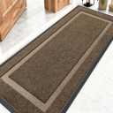 OLANLY Front Door Mat Indoor Outdoor Entrance, Waterproof All-Season, All-Weather Doormat, Sturdy Natural Rubber, Fade Resistant, Low Profile, Easy Clean Patio Porch Entryway Mat, 59x20, Brown