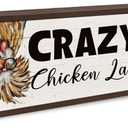 Funny Chicken Decors, Crazy Chicken Lady Sign, Hens Rooster Farm Decor, Chick Coop Sign, Rustic Framed Wooden Plaque, Farmhouse Home Decor 9.5x3.1x1 inches