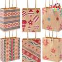 JOYIN 24 PCS Christmas Kraft Gift Bags with Handles, Reusable Xmas Paper Goody Wrap Craft Bags for Holiday Presents, Giant Gifts Decorations, Party Favors and Decor Supplies (5.25 x 4.25 x 2) (Brown)