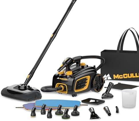 McCulloch Canister Steam Cleaner MC1375, 90 Minute Runtime, 20 Accessories: Jet Nozzle, Brushes, & More - Built for Home, Tile, Grout, Carpet, Furniture, & Personal Car Detailing McCulloch Canister Steam Cleaner MC1375, 90 Minute Runtime, 20 Accessories: Jet Nozzle, Brushes, & More - Built for Home, Tile, Grout, Carpet, Furniture, & Personal Car Detailing