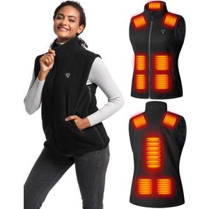 Heated Vest for Women with Battery Pack Included, Polar Fleece Midweight Warming Electric Womens Heating Vest jacket (X-Large-XX-Large, Black)