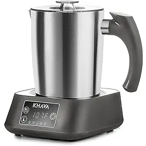 KHAVA 5-in-1 Electric Milk Frother and Steamer, Hot Cold Foam Maker & Milk Heater, Automatic Milk Warmer for Coffee, Latte, Hot Chocolate, 17oz Stainless Steel Pitcher Detachable for Dishwasher Safe