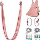 5.5 Yards Aerial Silk Swing Outdoor Hammock Aerial Yoga Swing For Adults, Aerial Yoga Hammocks for outside (Pink)