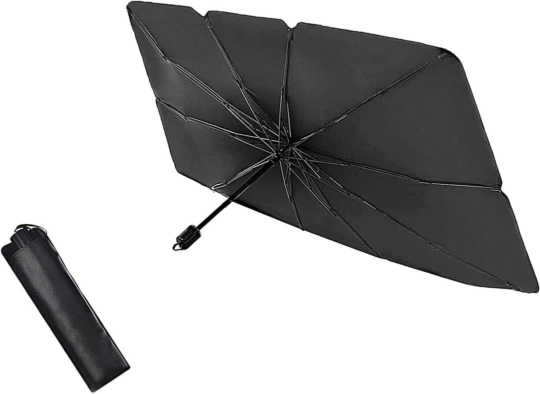 Windshield Sun Shade Umbrella - Foldable Car Sun Visor Protector Reflector for UV Ray Block and Heat Protection (31" x 55")