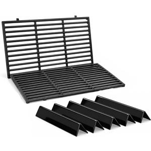 Uniflasy 7638 Grill Grates 7636 Flavorizer Bars for Weber Spirit 300 and Spirit II 300 Front Control, E310 E320 E330 S310 S320 S330 SP310 SP330, Porcelain-Enameled Cast Iron, 7-Pack 3-Burner Heat Kit