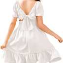 Arshiner Girls Tie Back Short Sleeve Ruffle Hem Off Shoulder Casual Elegant Dresses 4-12 Years (6-7 Years)