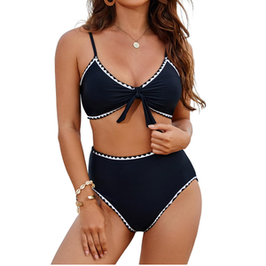 Blooming Jelly Womens High Waisted Bikini Bottom Tie Knot High Rise L